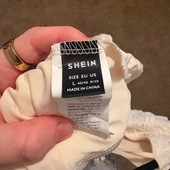 Textured White Long Sleeve Dress - Picture 6 of 6